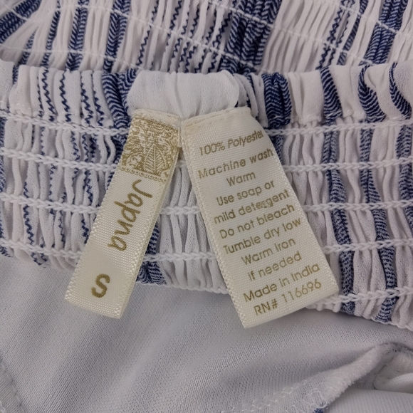 Japna Jumpsuit Womens Small Blue White Striped Cropped Beach Summer Wide Leg - Picture 3 of 7